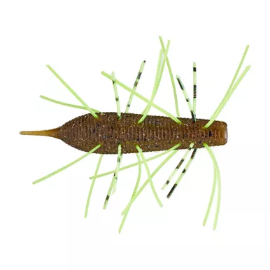 Geecrack Imo Kemushi Stick Worm 2.36" 4 Pack Green Pumpkin/Bite Chart