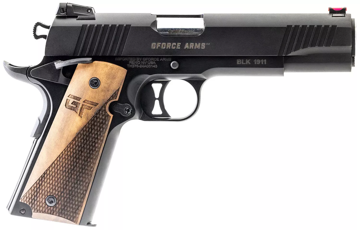 Gforce Arms Chronicle 1911 9mm Luger Pistol 5″ Black/Turkish Walnut GF199BW