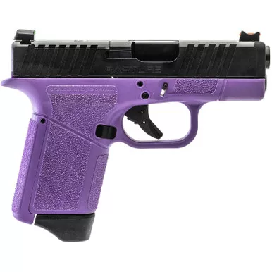 Gforce Arms GF932512PUB Rapture Sub-Compact Frame 9mm Luger 12+1 3.25" Black Steel Barrel, Black Optic Cut/Serrated Steel Slide, Purple Cerakote Polymer Frame