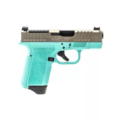 Gforce Arms GF932512RN Rapture Sub-Compact Frame 9mm Luger 12+1 3.25" Black Barrel, Nickel Steel Optic Cut/Serrated Slide, Robin Egg Blue Cerakote Polymer Frame, Shield RMSc/RMR Footprint