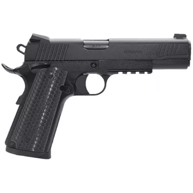 Girsan 392061 MC1911 S Untouchable Full Size Frame 9mm Luger 9+1 5" Black Steel Barrel, Black Serrated Steel Slide & Frame w/Beavertail & Picatinny Rail, Black Polymer Grip