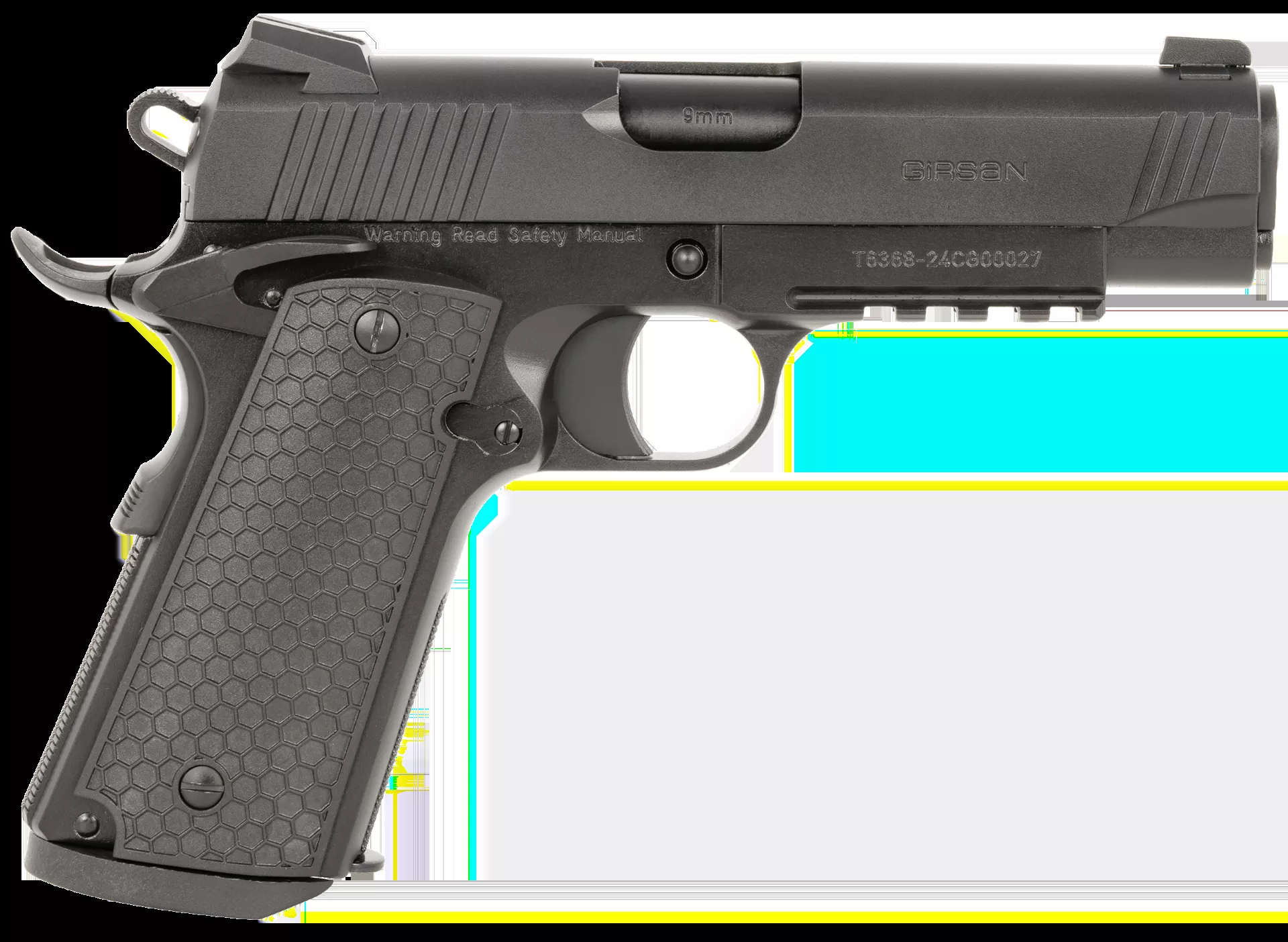 Girsan MC1911 C Untouchable Compact Frame 9mm Luger 9+1 4.40" Black Steel Barrel