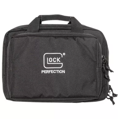 Glock AP60300 Double Pistol Case Dual Padded Compartments, 5 Internal Mag Holders, 3 Zippered Compartments, Carry Handle, Black 12.5"x9.5"x4.5"