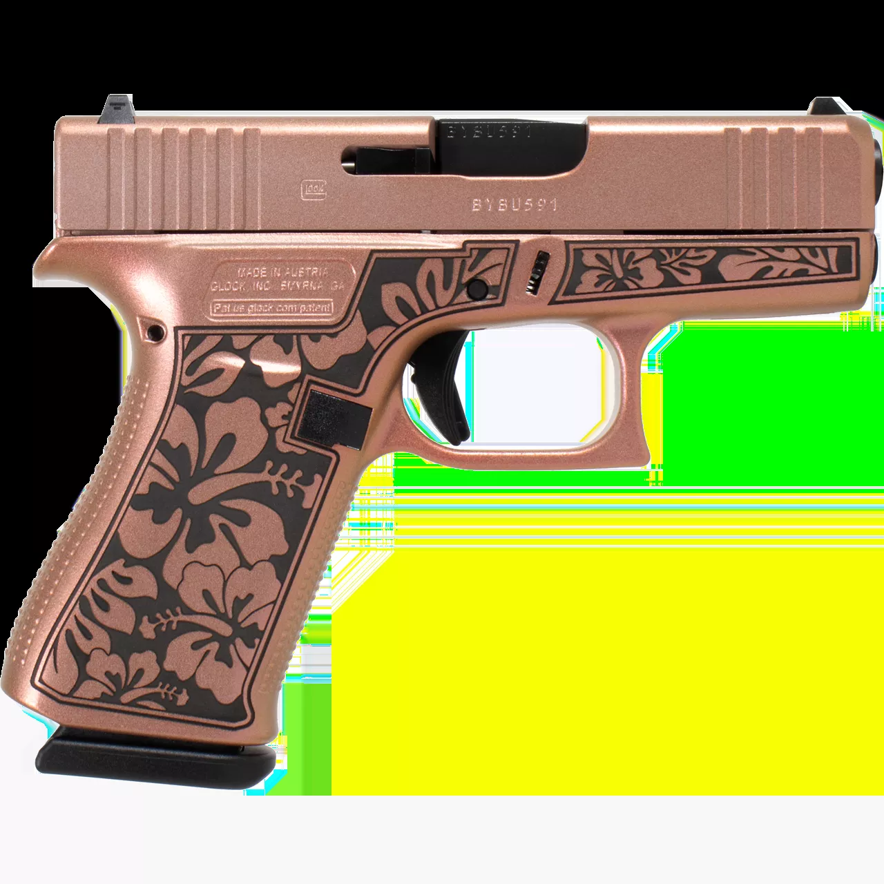 Glock G43 9mm Luger Pistol 6+1 3.41″ Barrel Polymer Frame Hibiscus Chimera UI4350204HIBCHIM