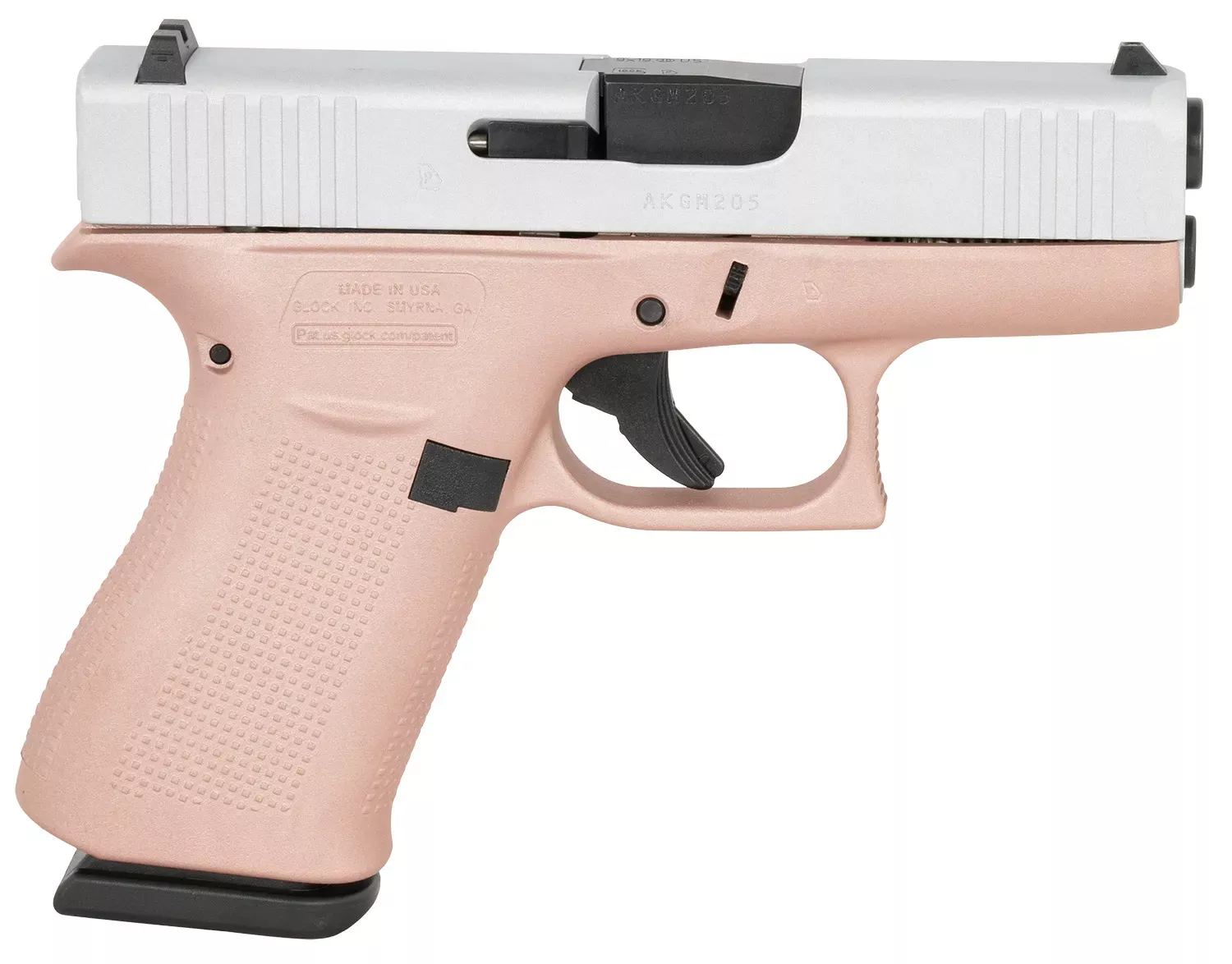 Glock G43 Sub-Compact Frame 9mm Luger Pistol 10+1 3.41" Black GMB Barrel, Crushed Silver Serrated Steel Slide, UX4350204RGFCSS