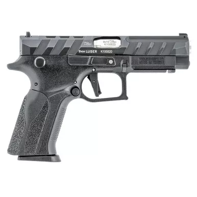 Grand Power 8588005808668 Q100 Mk23 9mm Luger 15+1 4.25" Stainless Rotating Barrel, Black Steel Optic Ready/Serrated Slide, Black Steel Frame w/Accessory Rail & Beavertail, Textured Grip