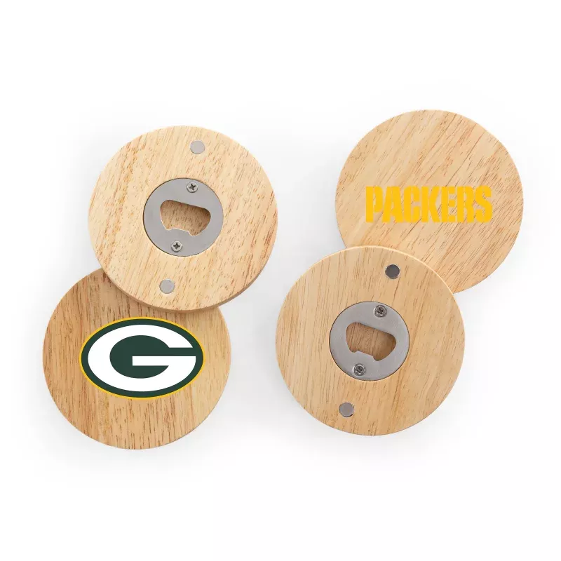 Green Bay Packers – Coasters with Bottle Openers Set of 4