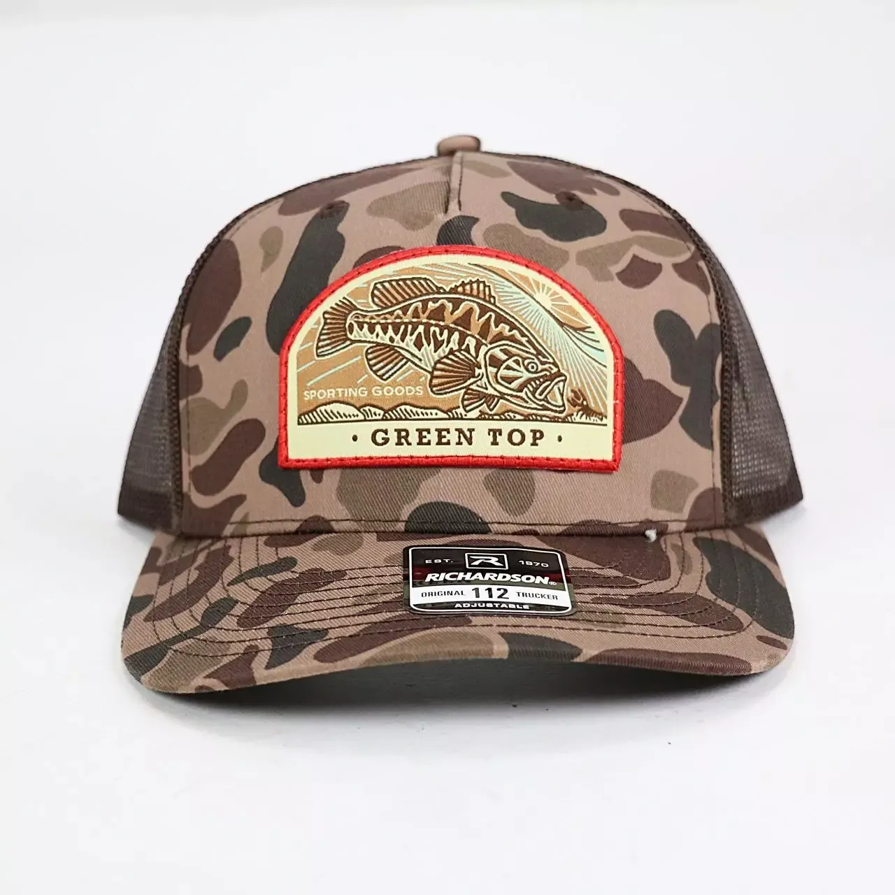 Green Top Bass 112 Trucker Hat - Bark Duck Camo/Brown