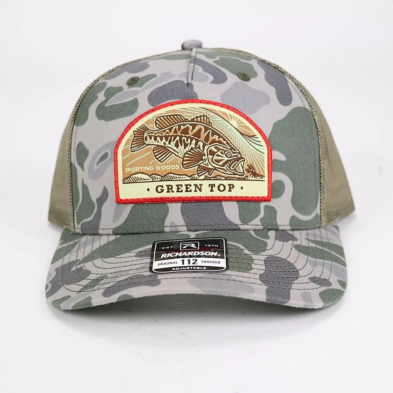 Green Top Bass 112 Trucker Hat - Marsh Duck Camo