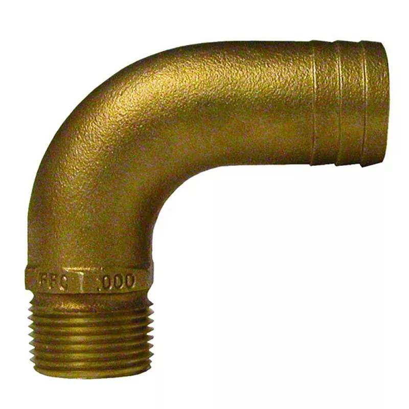 GROCO 1/2 NPT x 3/4 ID Bronze Full Flow 90 Elbow Pipe to Hose Fitting
