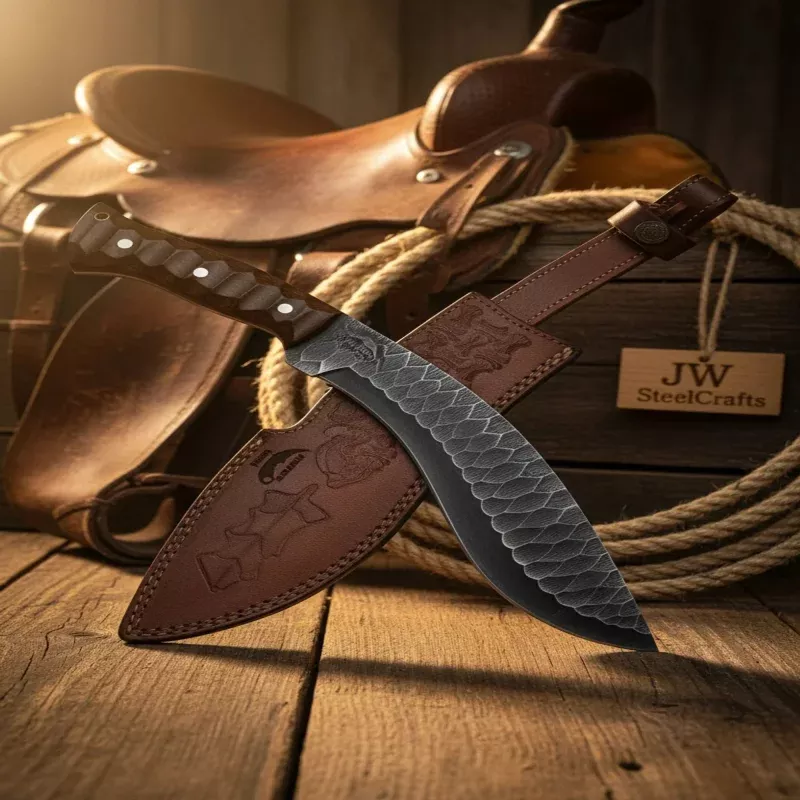 Gurkha Trail Knife 12 Hand Forged Damascus Fixed Blade Hunting Knife