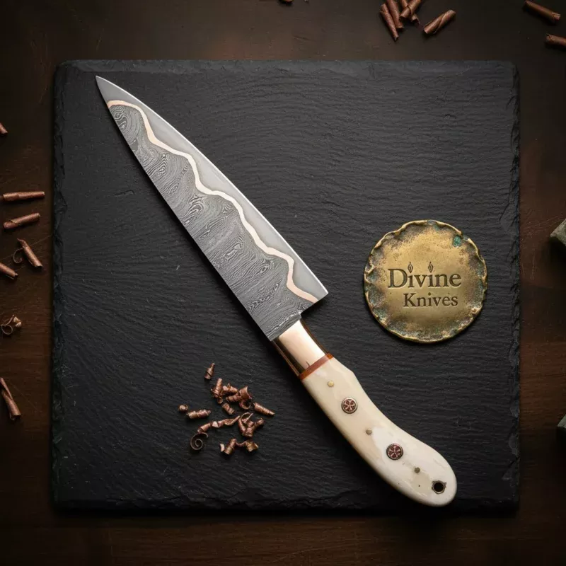 Handcrafted Damascus Steel Chef Knife with Rosewood Handle