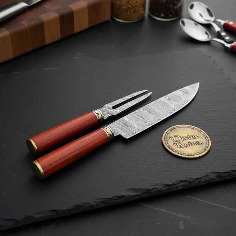 Handmade Blackened Damascus Kiritsuke Knife with K-Tip Blade