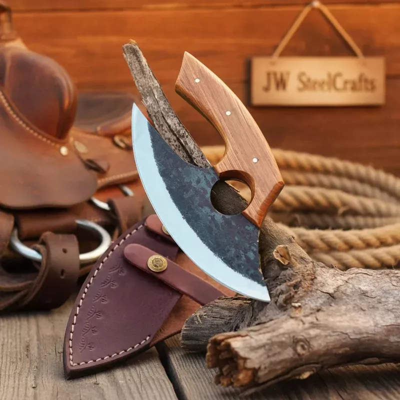 Handmade Bushcraft Hatchet 5 Natural Wood Handle Forged Camping Axe
