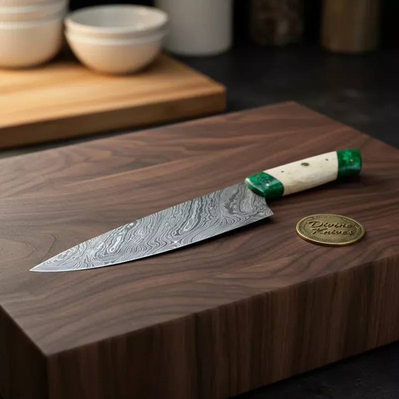 Handmade Chef Knife with Wood HandlePolished Kitchen Knife for Daily Cooking