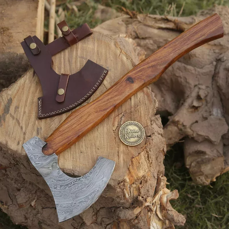 Handmade Damascus Viking AxeBearded Hatchet