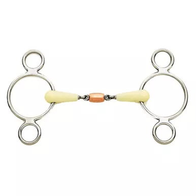 HAPPY MOUTH Copper Roller 2 Ring Gag Bit (468552SS)