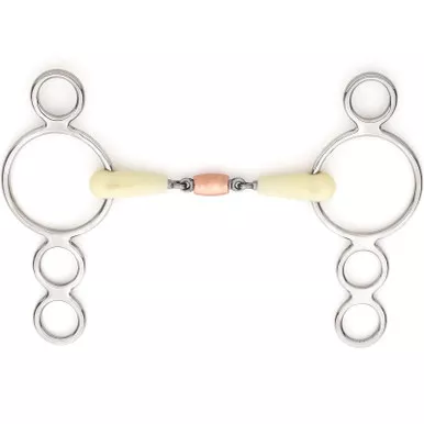 HAPPY MOUTH Double Jointed Copper Roll 3-Ring Gag Bit (468553SS)