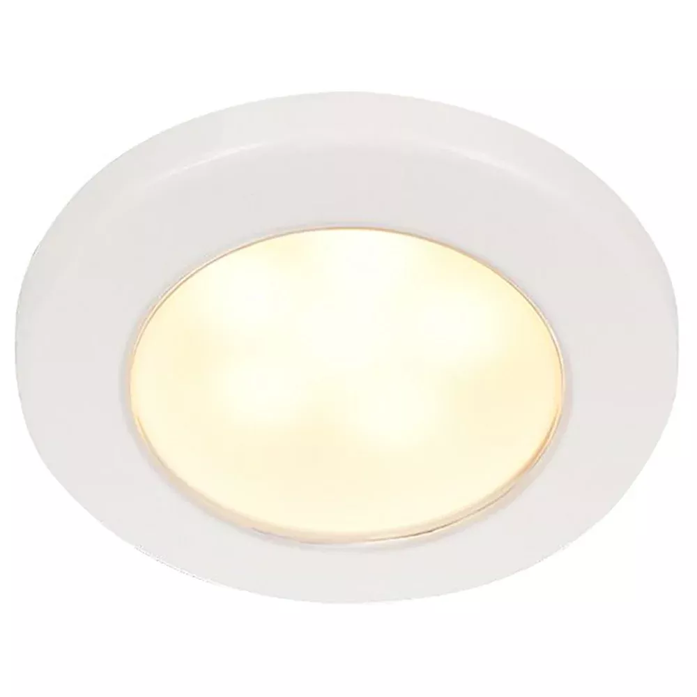 Hella Marine EuroLED 75 3″ Round Screw Mount Down Light – Warm White LED – White Plastic Rim – 12V