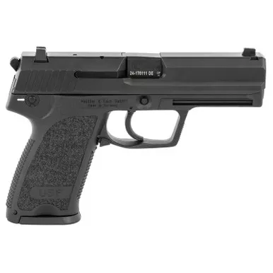 HK 81000309 USP V1 SA/DA 9mm Luger Caliber with 4.25" Barrel, 10+1 Capacity, Overall Black Finish, Serrated Trigger Guard Frame, Serrated Steel Slide & Polymer Grip Includes 2 Mags