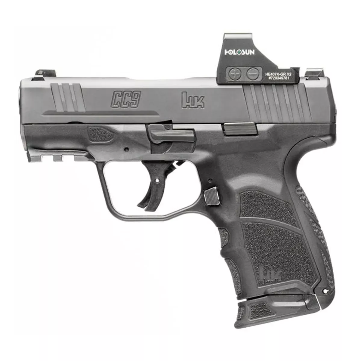 HK CC9 Holosun 407K Micro Compact, 9mm Pistol, 3.32, Optics equipped, Black, 81001131