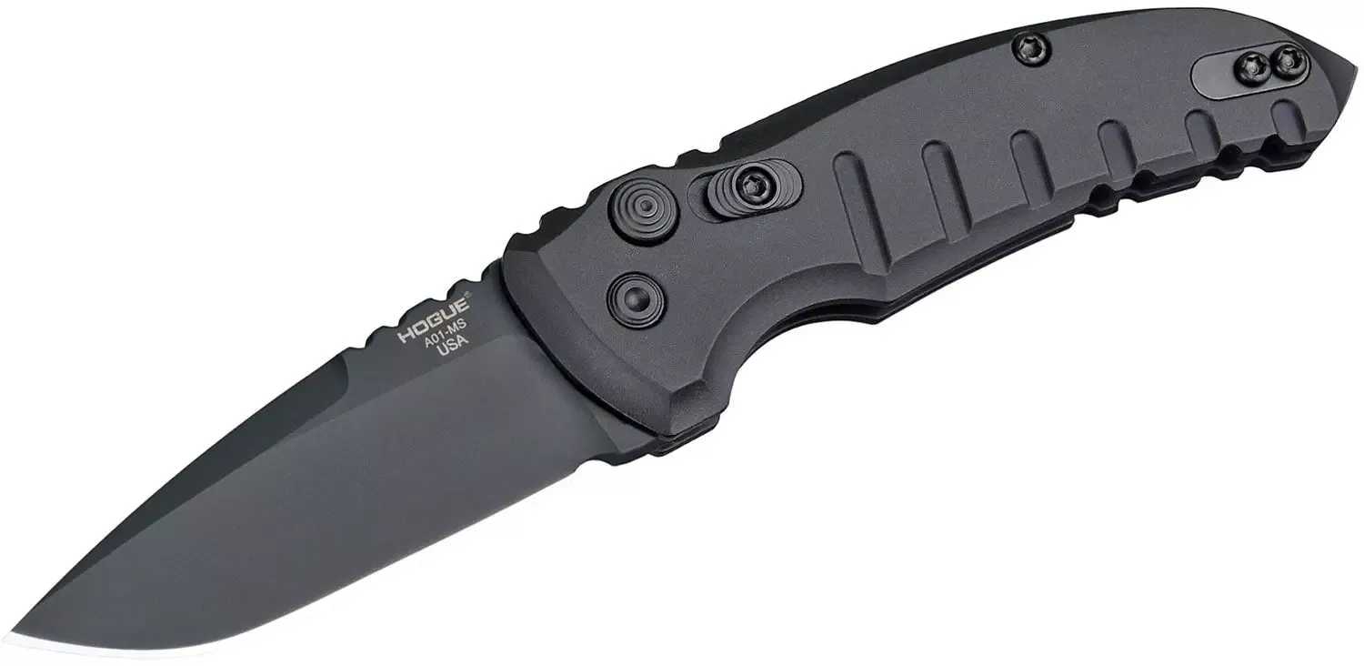Hogue A01 2.75" Folding Drop Point Plain Black Cerakote 154CM SS Blade/Matte Black Aluminum Handle 24116