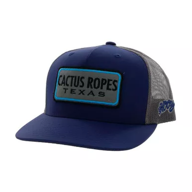HOOEY Cactus Ropes 5-Panel Blue/Gray Rectangle Patch Navy/Gray Trucker Cap (CR082)
