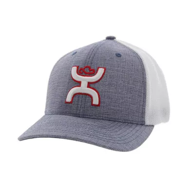 HOOEY Coach 5-Panel White/Red Hooey Logo Flexfit L/XL Denim/White Cap (2212DEWH-02)