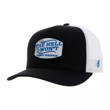 HOOEY John Wayne 5-Panel White/Black Trucker Cap (2364T-BKWH)