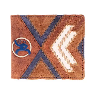 HOOEY Kamali Brown/Blue/Ivory Bifold Patchwork Wallet (RBF015-BRTN)