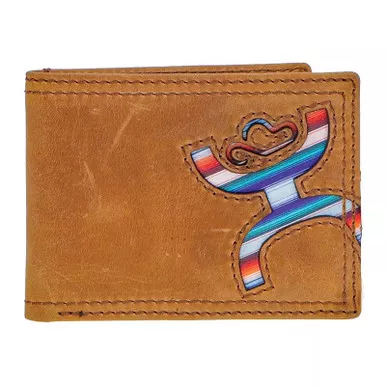 HOOEY Original Tan with Sunset Serape Print Front Pocket Bifold Wallet (HBF013-TNSP)