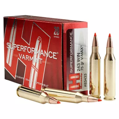 Hornady 80411 Superformance 243WSSM 75gr V-Max 20 Per Box/10 Case