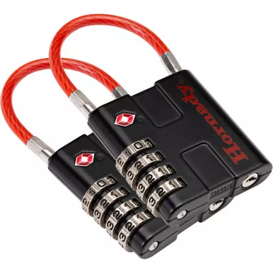 Hornady 96022 Rapid Safe TSA Lock Open With Combination Black Red 2 Pack