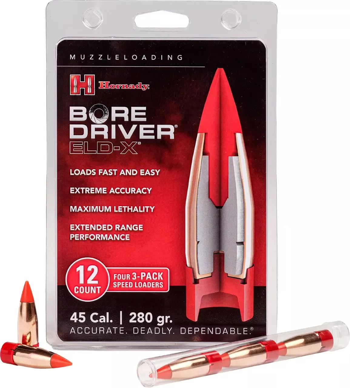 Hornady Bore Driver .45 Cal 280 gr Muzzleloader Bullets ELD-X 12 Pack 67712