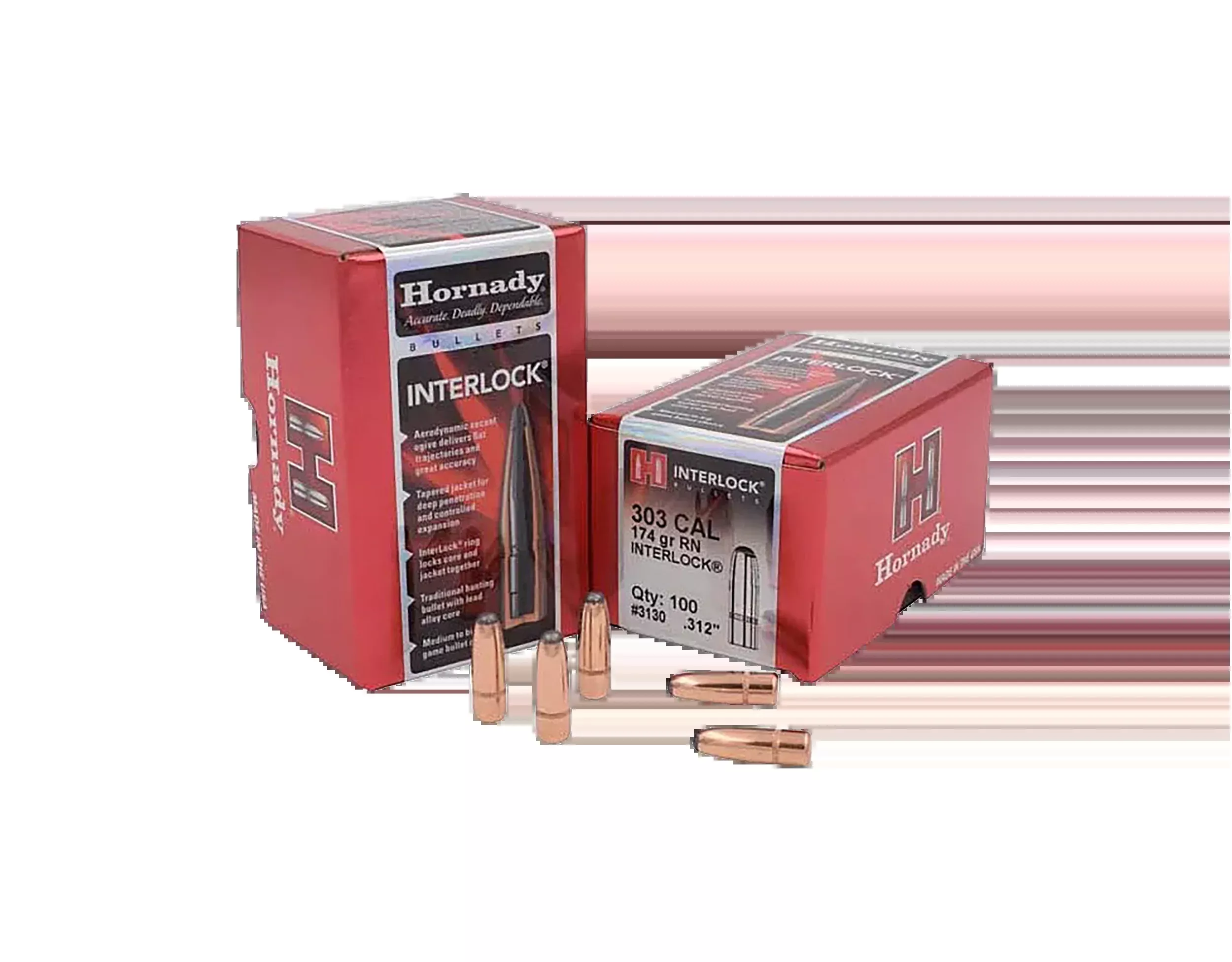 Hornady Bullets 303 Cal .312 - 174gr Rn 100ct 15bx/cs