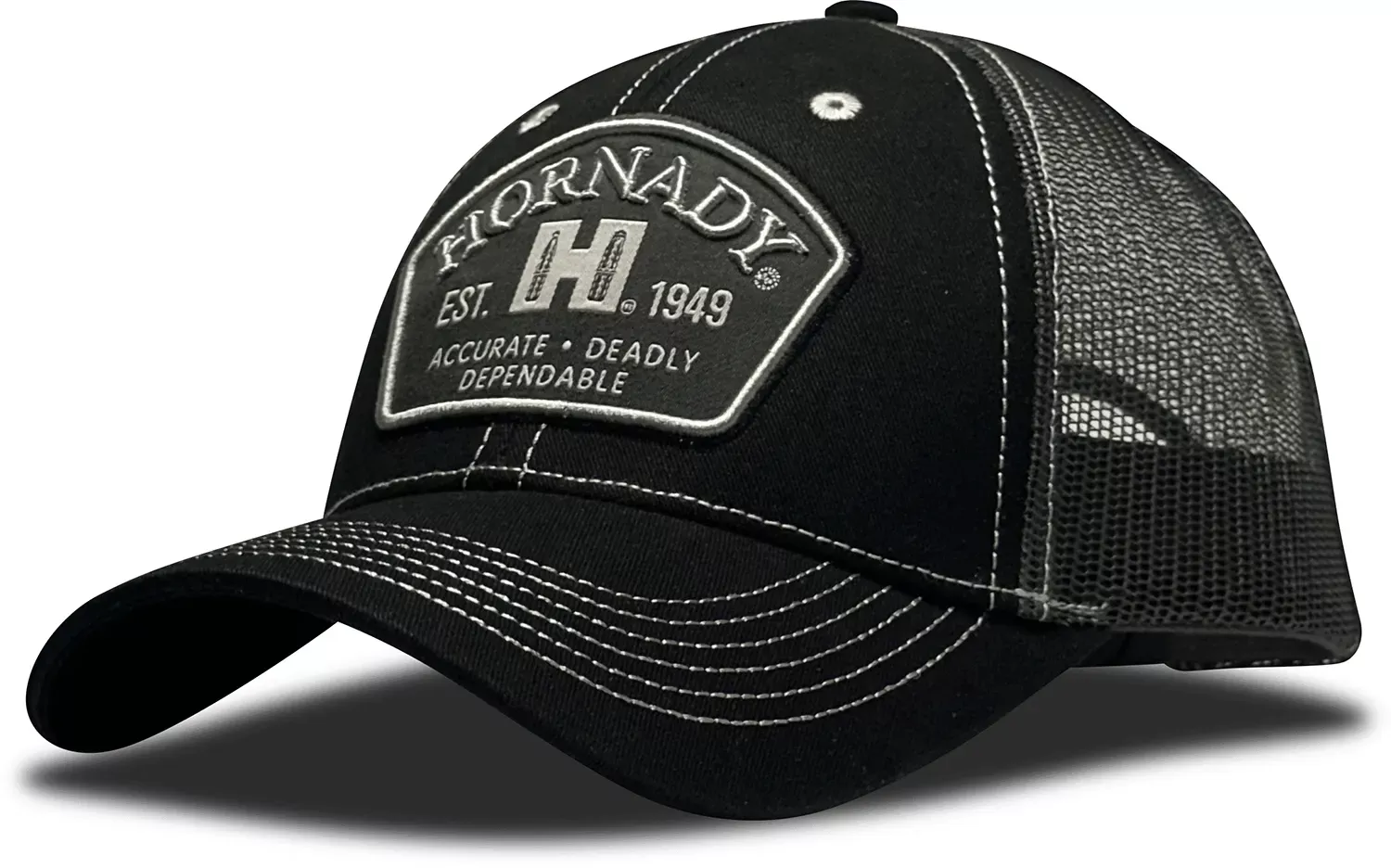Hornady Gear Trucker Hat Black and White 32790