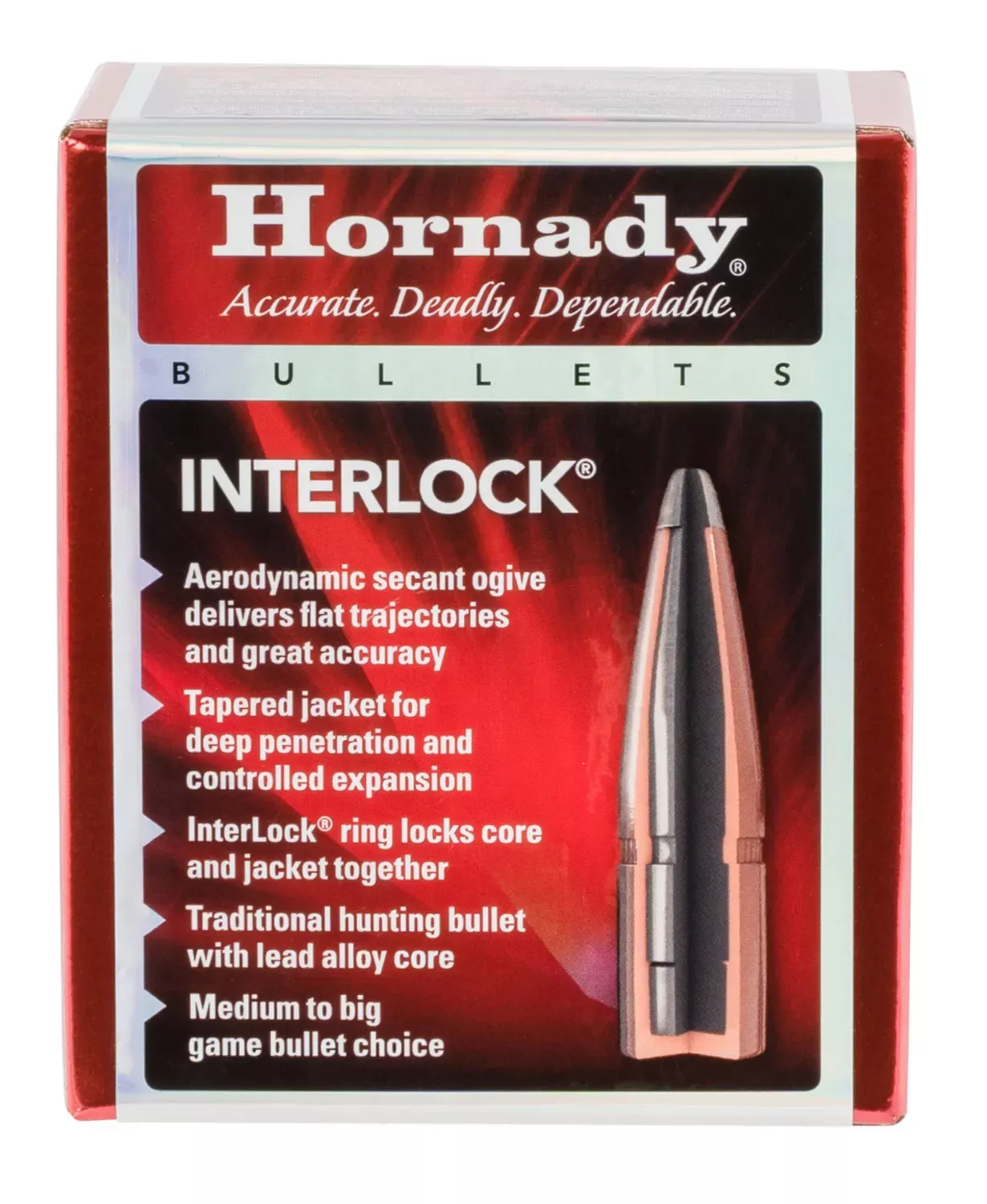 Hornady InterLock 45 Cal 245 gr Spire Point 50 Rounds 45204