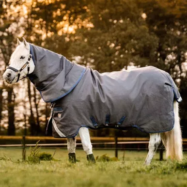 HORSEWARE IRELAND Rhino HexStop Plus (100g Light) Grey/Indigo/Navy Turnout Blanket (AABPK1-JCBC)