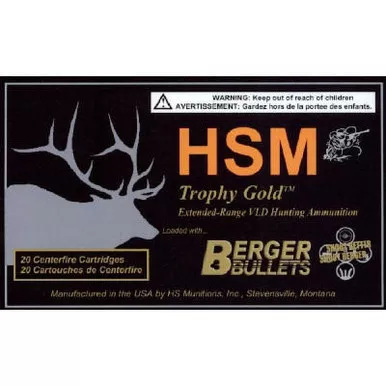 HSM 300WBY210VLD Trophy Gold Extended Range 300 Wthby Mag 210 gr Berger Hunting VLD Match 20 Per Box/ 20 Case