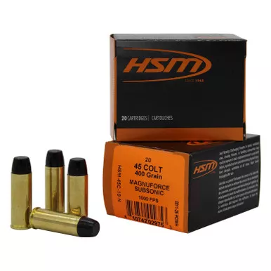 HSM 45C10N 45Colt Subsonic 400gr Hard Cast Long Flat Nose 20 Per Box/20 Case