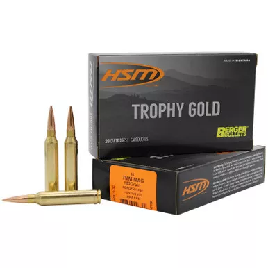 HSM 7MAG180VLD Trophy Gold Extended Range 7mm Rem Mag 180 gr Berger Hunting VLD Match 20 Per Box/ 20 Case