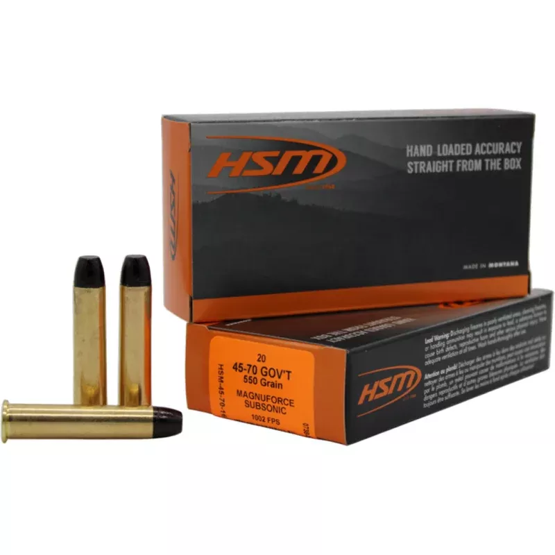 HSM Magnuforce Subsonic Ammo 45-70 Gov’t 550 gr. 20rd.