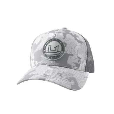 HUK KC Printed Circle Patch Sharkskin Estuary Camo Trucker Hat (H3000561-028-1)