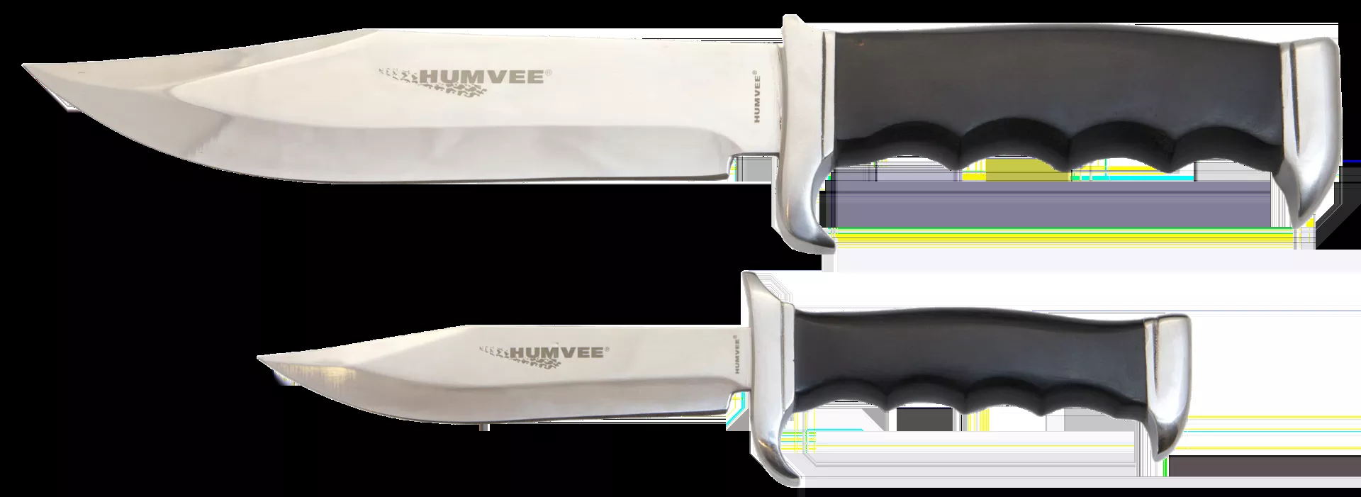 Humvee Adventure Gear Bowie Knife Set Fixed Plain Spear Point Polished SS Black Pakawood HMVBC02BK