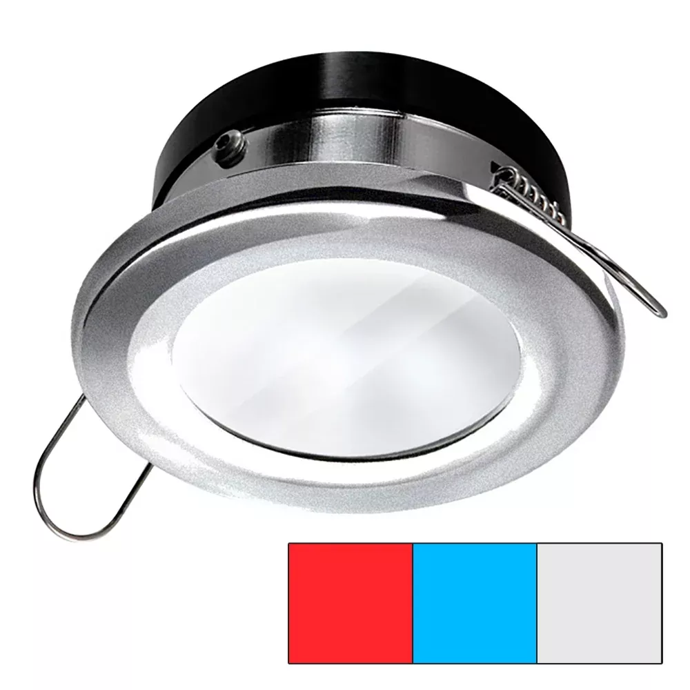 i2Systems Apeiron A1120 Spring Mount Light – Round – Red, Cool White & Blue – Brushed Nickel