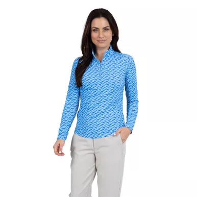 IBKUL Fatima Print Long Sleeve Mock Neck Top (10870)