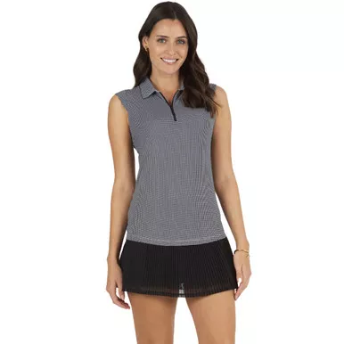 IBKUL Women's Mini Check Sleeveless Polo (14754)
