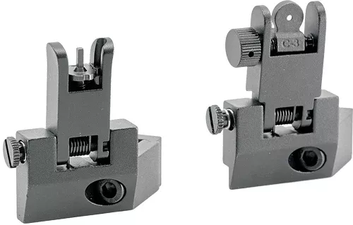 Je Flip Up Front/rear Sight - 45 Degree Offset Aluminum Blk