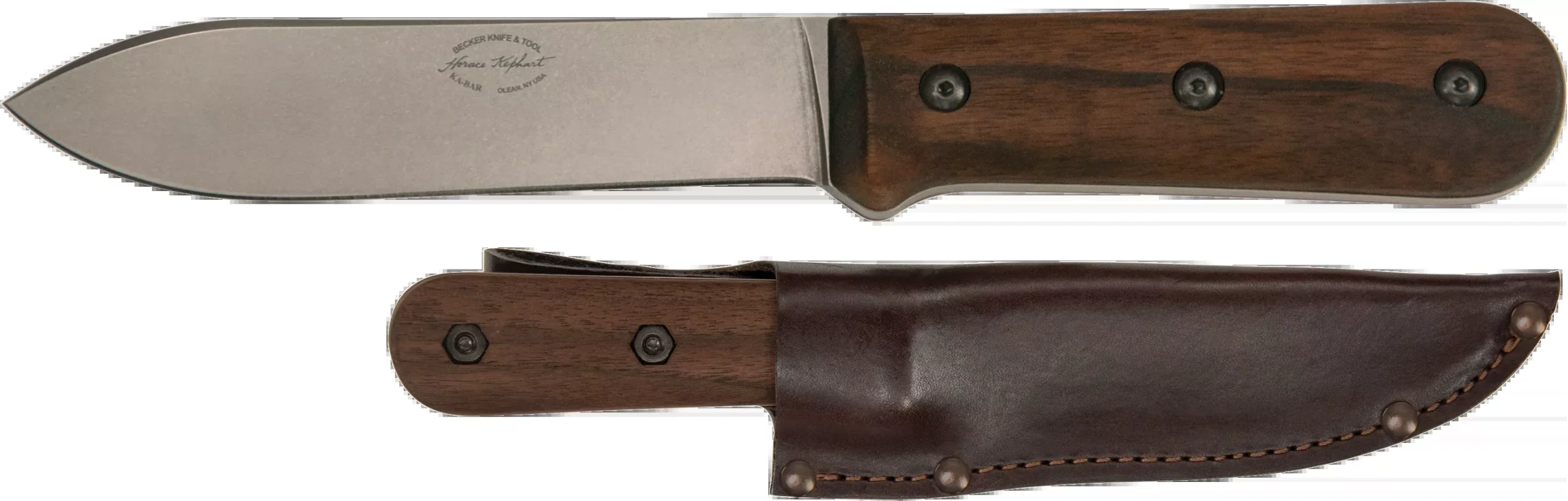 Ka-bar Becker Kephart Knife – 5.12″ Bld Wlnt Hndle Lthr Shth