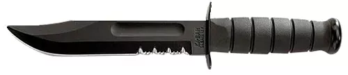Ka-Bar Fighting/Utility 7″ Fixed Clip Point Serrated Black 1095 Cro-Van Blade Black Kraton G Handle Includes Sheath